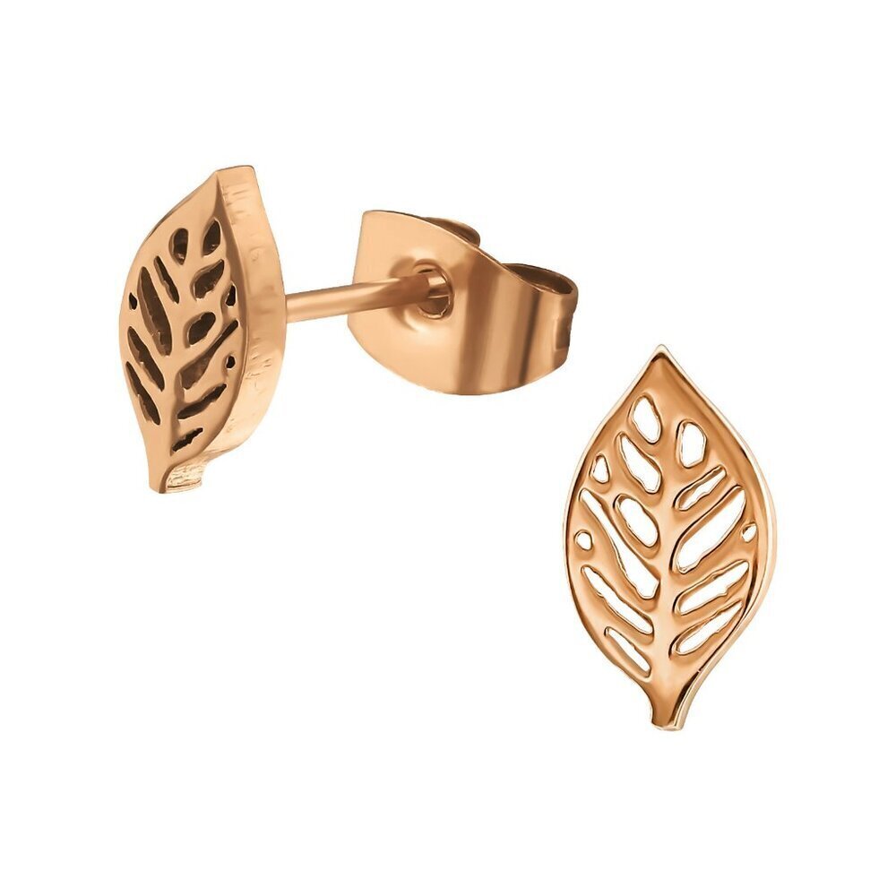 Delicate Rose Gold Leaf Studs - Hypoallergenic Small Studs for Everyday Elegance